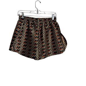Stella McCartney Womens Silk Patterned Shorts Size 44 Black Beige Orange Made In